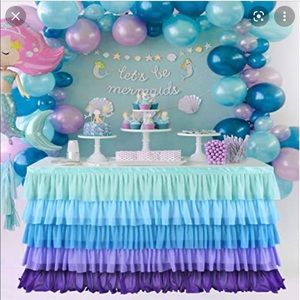 Custom made Mermaid theme ruffle party tablecloth